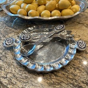 Silver tray and serving set